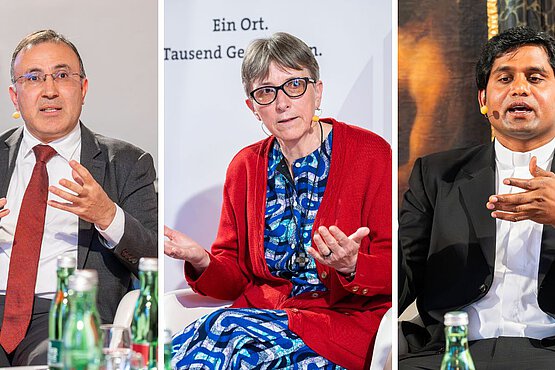 Klosterneuburger Diskurse: Aho Shemunkasho, Schwester Brigitta Raith und Pater Antony Arockiam.