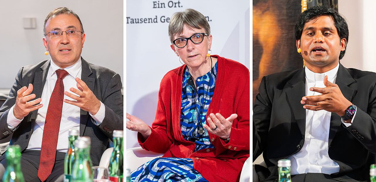 Klosterneuburger Diskurse: Aho Shemunkasho, Schwester Brigitta Raith und Pater Antony Arockiam.