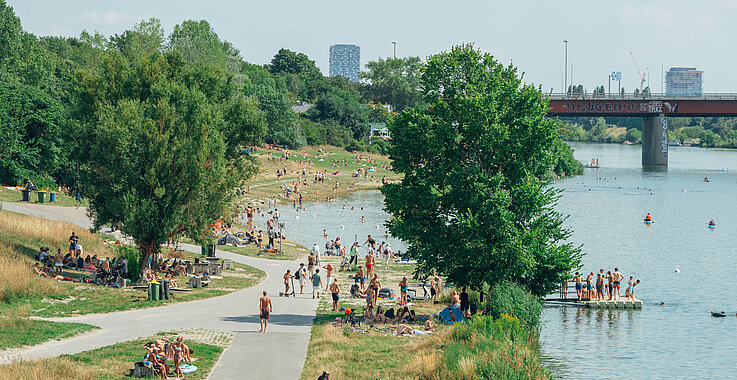 21 Kilometer Länge hat die Donauinsel. Mit dieser Größe bietet sie „Platz für alle“.
