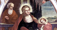 Maria mit Eltern: Die junge Gottesmutter mit Mutter Anna und Vater Joachim (Wallfahrtskirche Maria Lanzendorf).