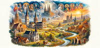 christliches Erbe Europa in Aquarellbild dargestellt