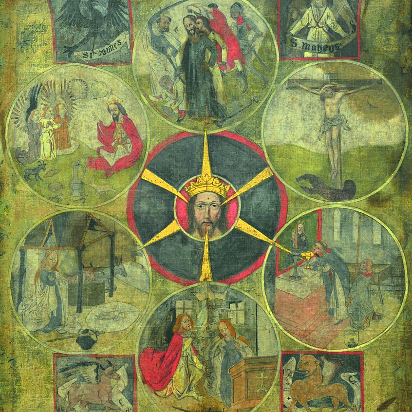 Das sechsteilige Mandala in der Pfarrkirche von Sachseln stellt die Dreifaltigkeitsvision des Bruder Niklaus von Flüe dar.