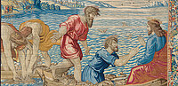 Der wunderbare Fischzug aus der Serie „Szenen aus der Apostelgeschichte“, entworfen von Raffael, hergestellt unter Jakob I. Geubels in Brüssel um 1600 aus Wolle und Seide.
