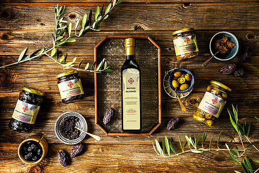 Produktpalette des Olivenölprojekts vom Ritterorden vom Heiligen Grab