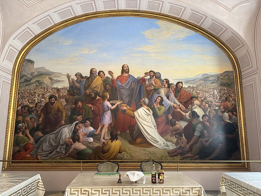 Das Bild Speisung der Fünftausend von von Ludwig Schnorr im Refektorium des Mechitaristenklosters. 