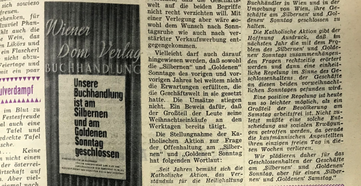 Historisches Plakat des Goldenen Sonntags vom Wiener Domverlag 1960