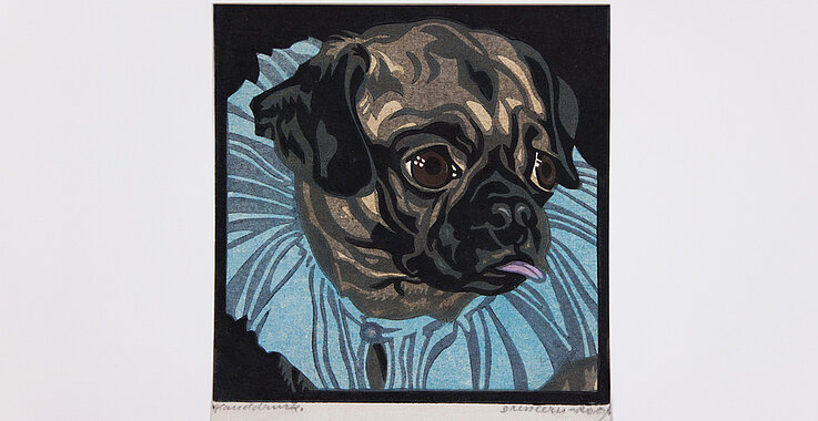 Der Mops von Norbertine Bresslern-Roth, 1926, in der Ausstellung im Wiener Dom Museum. 