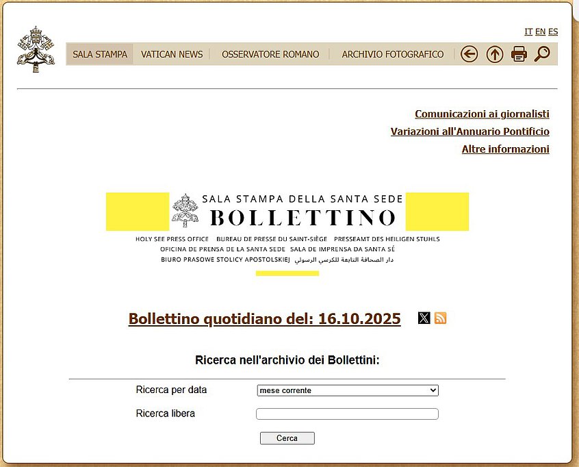 Ein Screenshot des Bulletino. 