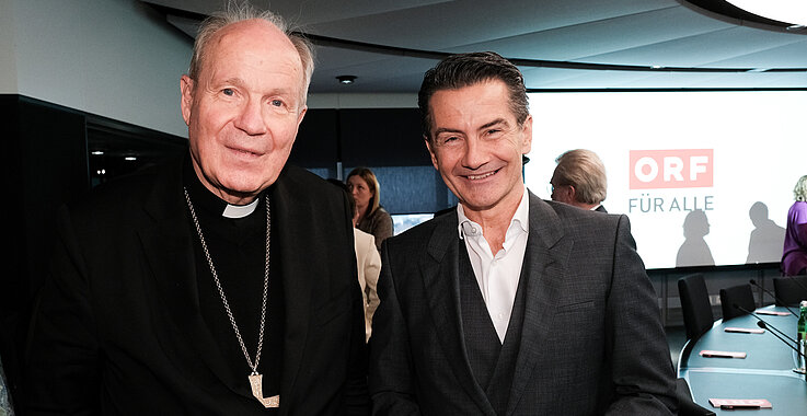 Kardinal Christoph Schönborn mit ORF-Generalsekretär Roland Weißmann. 