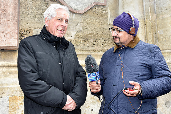 Franz Küberl und Stefan Hauser beim Interview