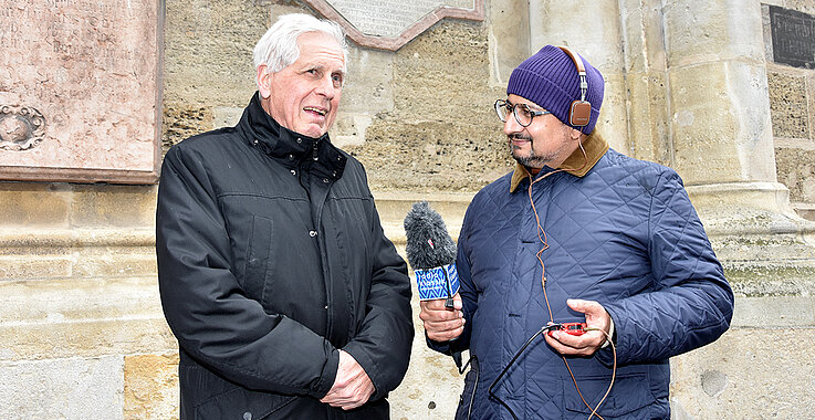 Franz Küberl und Stefan Hauser beim Interview