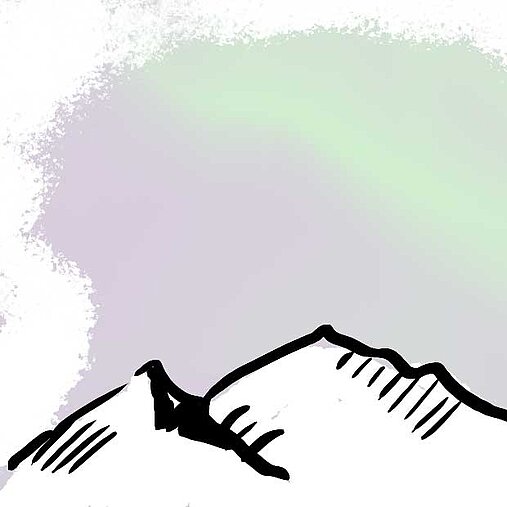 Bergmassiv mit Nordlicht