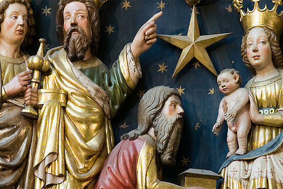 Jesus, Maria und die heiligen drei Könige mit Stern von Betlehem