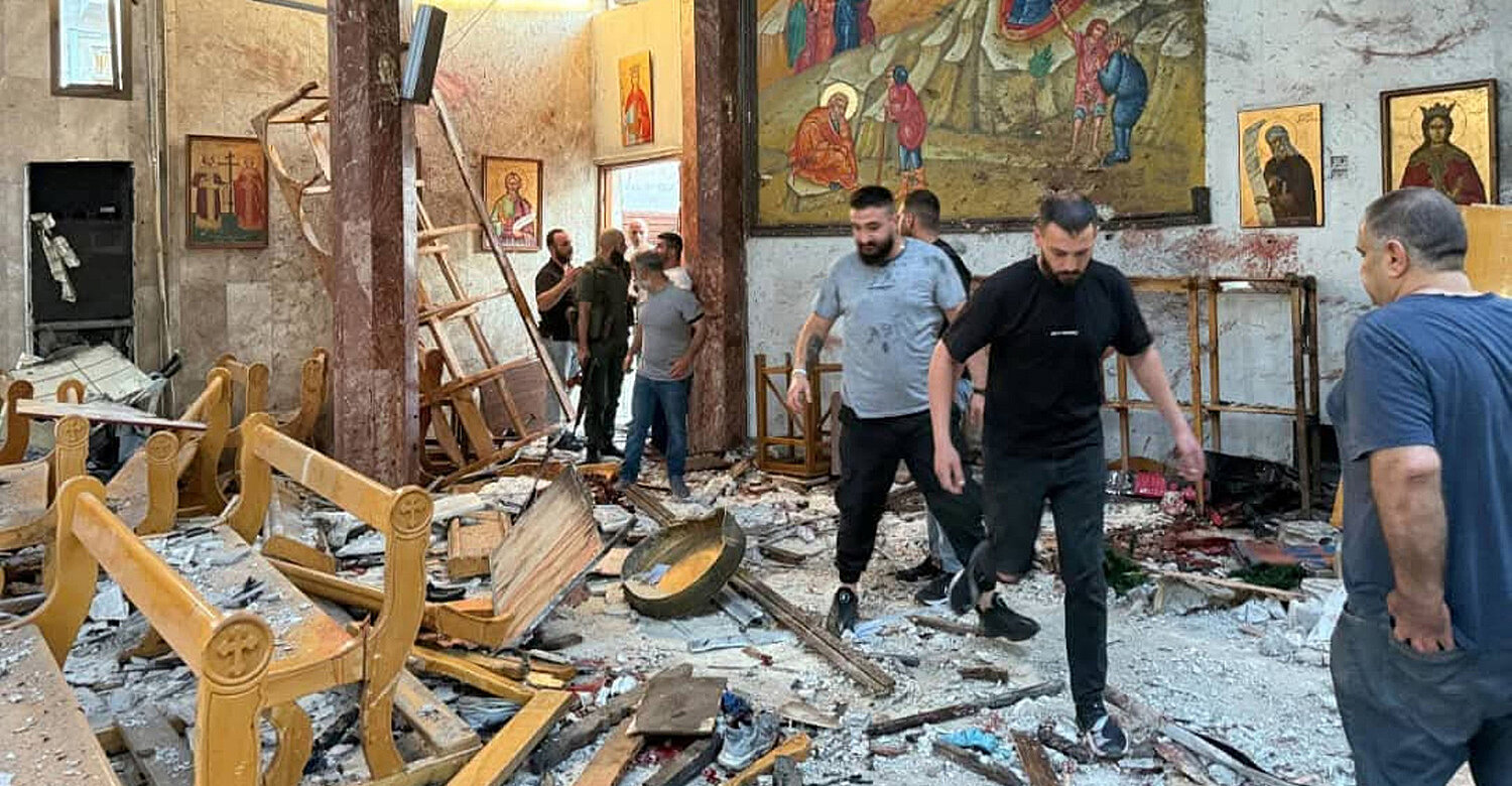 Die Verfolgung von Christen hat weltweit zugenommen: Hier ist die Mar-Elias-Kirche in Syrien nach einem Anschlag zu sehen. 