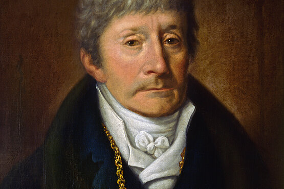 Das Gemälde, gezeichnet von Joseph Willibrord Mähler (1778–1860), zeigt den Komponisten Antonio Salieri (1750 - 1825). 