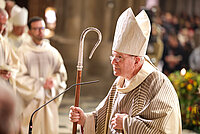 Kardinal Christoph Schönborn mit dem Bischofsstab bei der Weihe von Josef Grünwidl zum Erzbischof von Wien. 