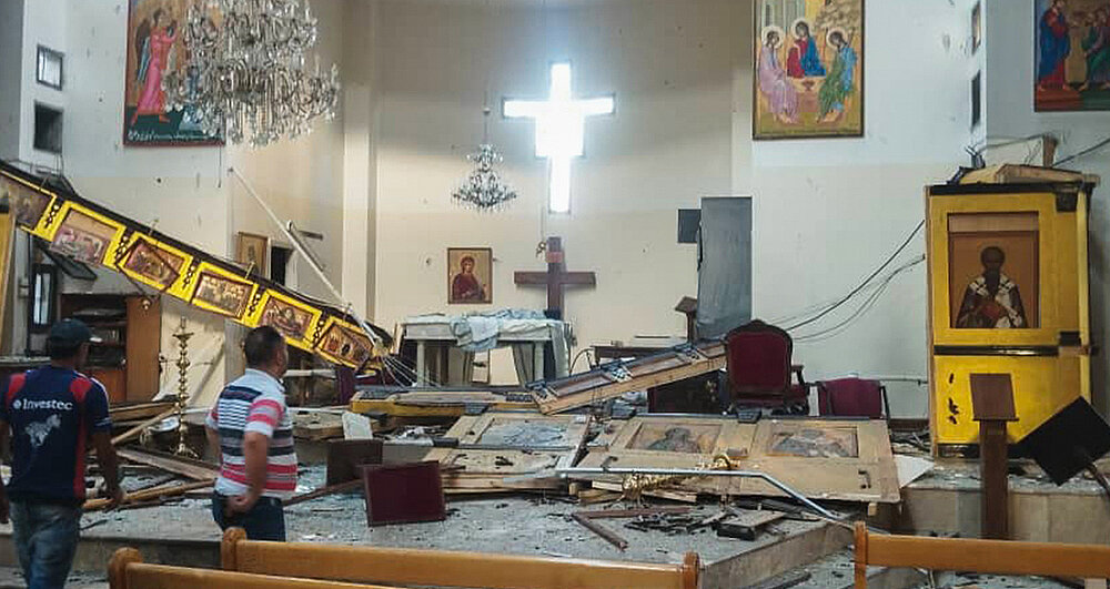 Die St. Elias Kirche in Damaskus nach einem Terroranschlag. Christen werden in Syrien derzeit enorm verfolgt. 
