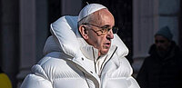 Papst Franziskus mit Pufferjacke