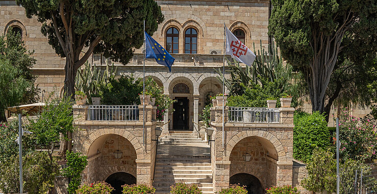 Fassade des österreichischen Hospizes in Jerusalem.