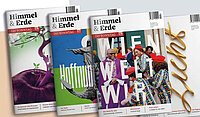 Unser Magazin "Himmel & Erde" erscheint vierteljährlich. Auf 80 Hochglanzseiten bietet es einen niederschwelligen Zugang zu Glaubens- und Lebensfragen. 