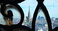 Patinierter Blick auf den Alten Steffl von der Michaelerkuppel (Hofburg) aus.