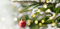 Christbaum mit roter Weihnachtskugel