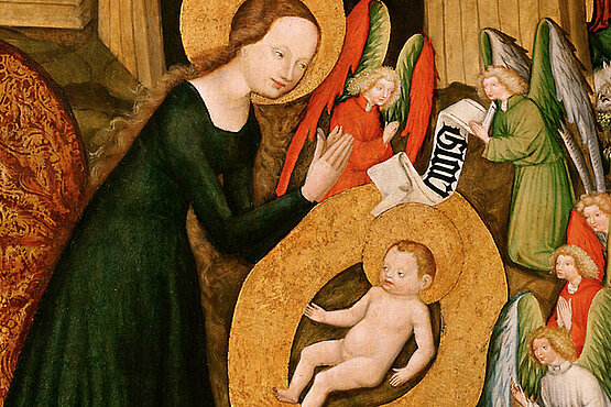 Gemälde "Geburt Christi" von Meister von Raigern