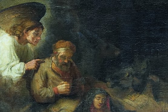 Josef erhält im Matthäusevangelium im Traum die Anweisungen des Engels. Die Abbildung stammt aus der Werkstatt Rembrandts.