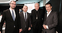 Oberrabbiner Jaron Engelmayer, IGGÖ-Präsident Ümit Vural, Kardinal Christoph Schönborn und ORF-Generaldirektor Roland Weißmann beim Treffen der Religionsgemeinschaften im ORF. 